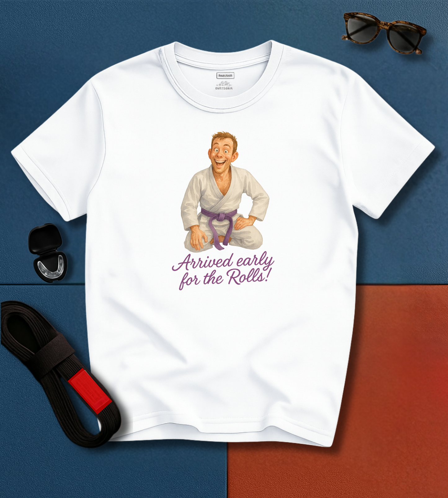 Brazilian Jiu-Jitsu Short Sleeves Shirt: "Arrived Early for the Rolls!"