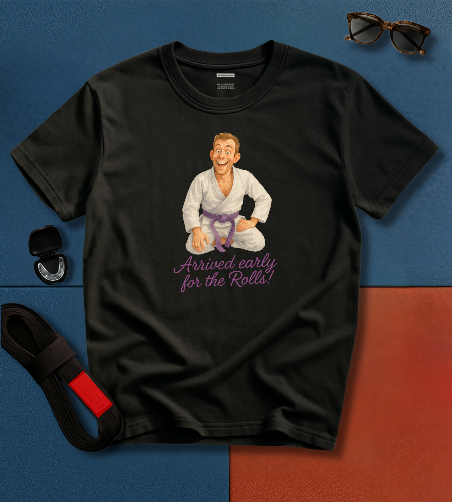 Brazilian Jiu-Jitsu Short Sleeves Shirt: "Arrived Early for the Rolls!"