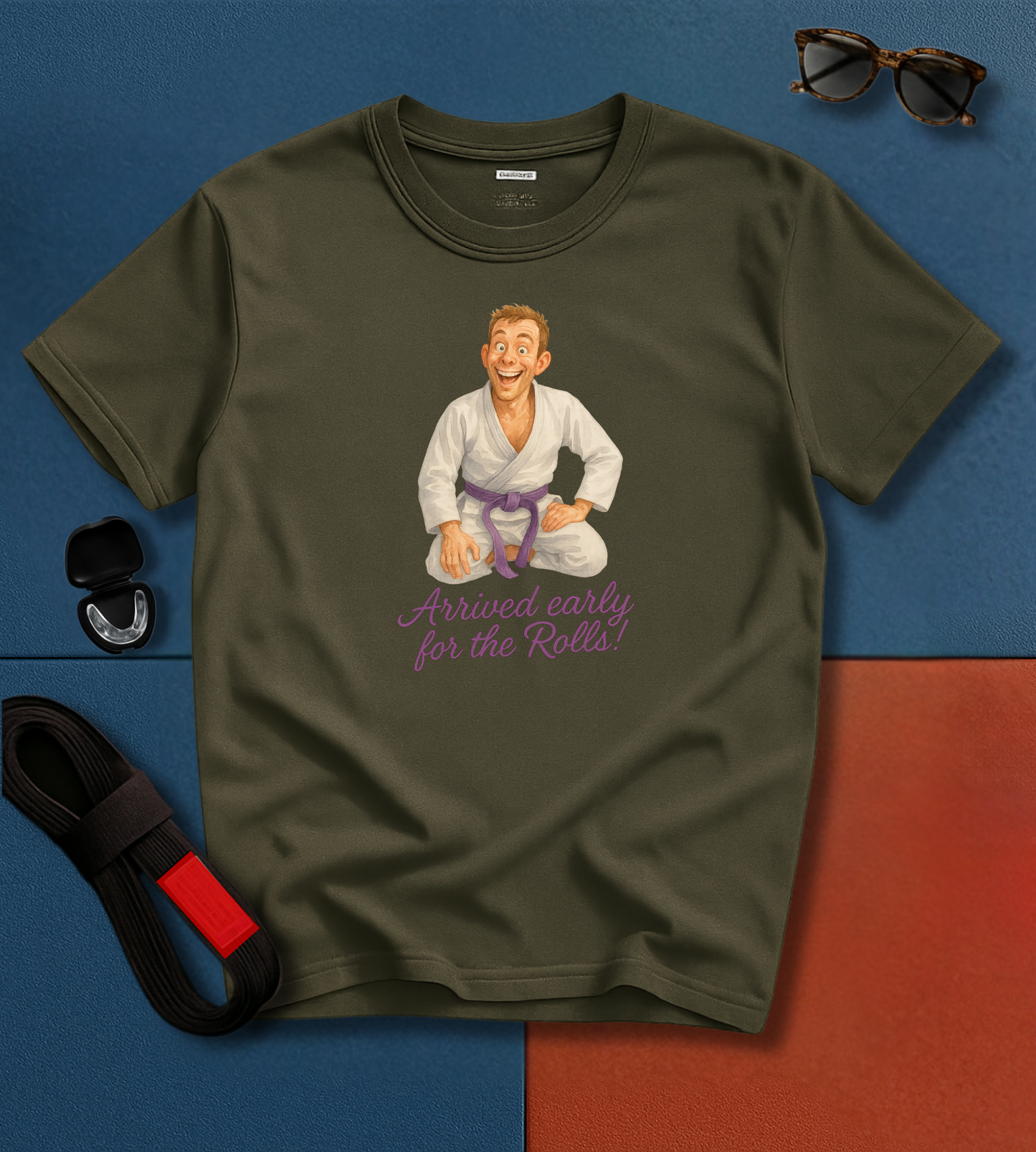 Brazilian Jiu-Jitsu Short Sleeves Shirt: "Arrived Early for the Rolls!"