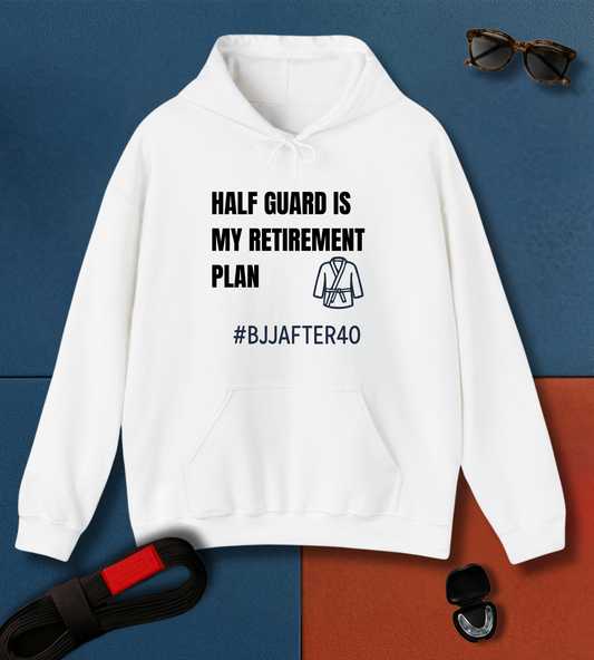 Retirement Plan BJJ Hoodie in White | Frames Culture BJJ hoodie