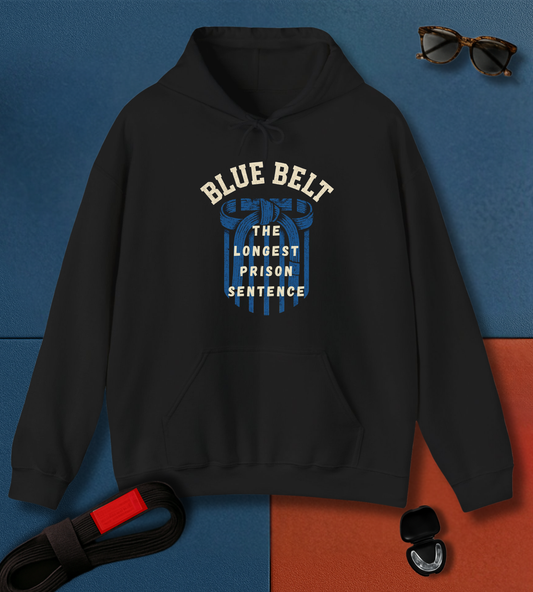 Blue Belt Prison BJJ Hoodie in Black | Frames Culture BJJ hoodie