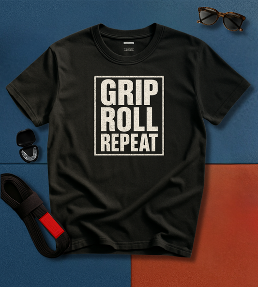 Brazilian Jiu-Jitsu Short Sleeve Shirt: Grip, Roll, Repeat