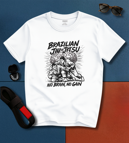 Jiu Jitsu T-Shirt - No Brain, No Gain