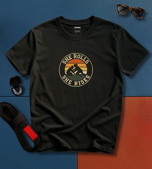 She Rolls, She Rises BJJ T-shirt
