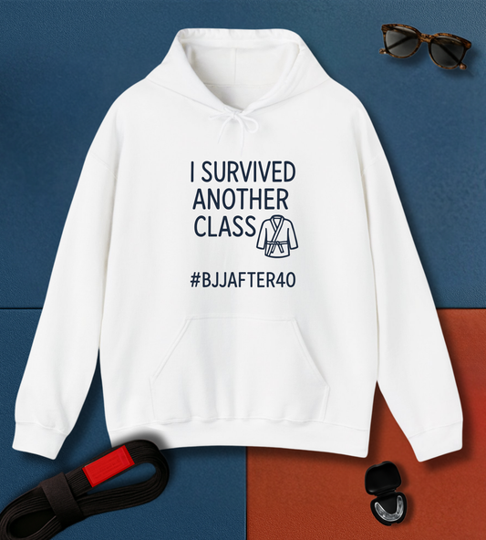 Survived BJJ Hoodie in White | Frames Culture BJJ hoodie