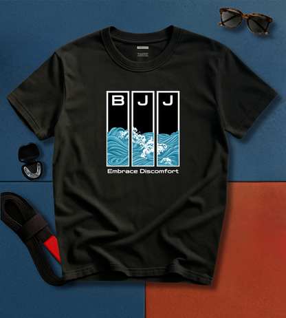 Embrace Discomfort Graphic BJJ T-shirt — Old Man Jiu-Jitsu for Long-Time Grapplers | Frames Culture