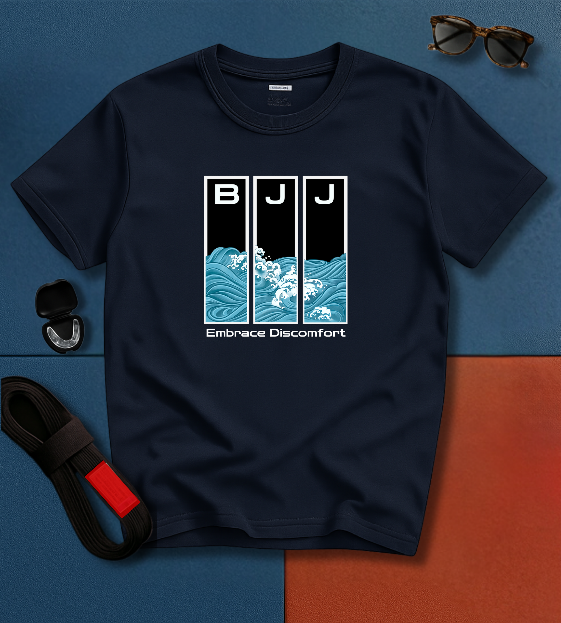 Embrace Discomfort Graphic BJJ T-shirt front view | Frames Culture BJJ t-shirt