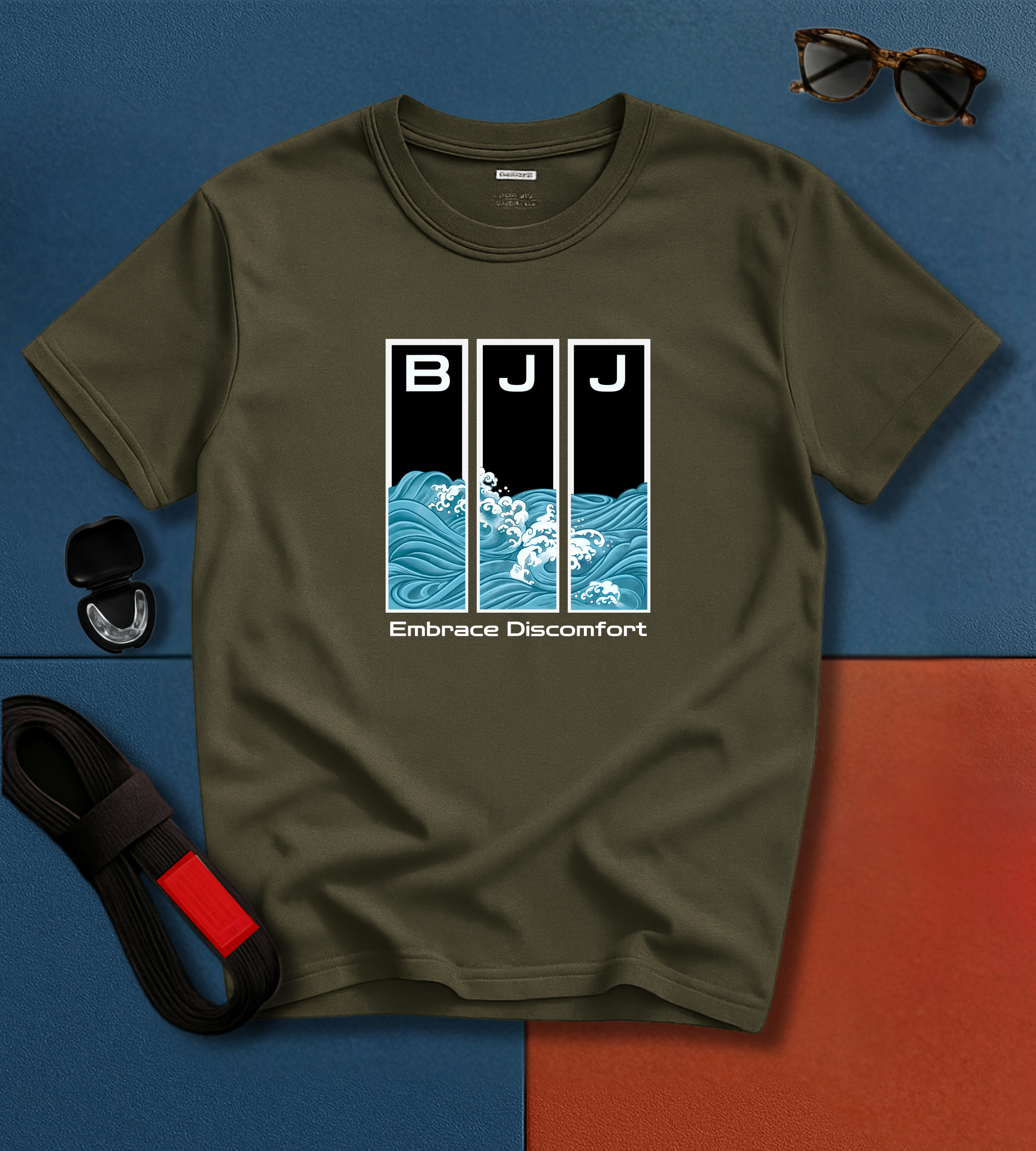 Embrace Discomfort Graphic BJJ T-shirt detail view | Frames Culture BJJ t-shirt